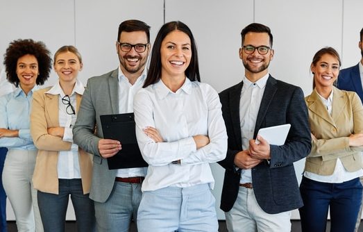 Portrait of successful young business people team in the office